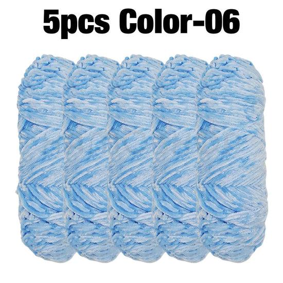 Set 5 rotoli filato ciniglia velluto 100 g – filo morbido e caldo per coperta, maglione, cuscini, DIY