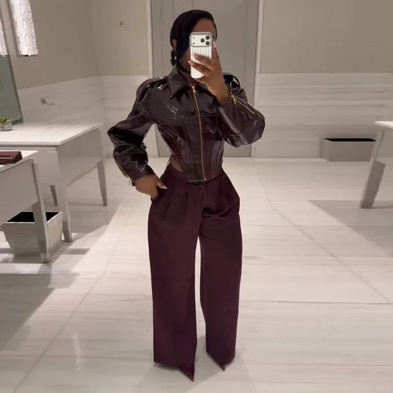 Giacca Crop in Ecopelle Vintage da Donna – Spring 2026 Streetwear con Zip e Colletto