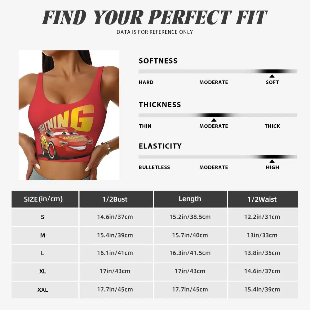 Maglia cars SaettaMcQueen Donna | Cartoon Fitness Crop Top Cars