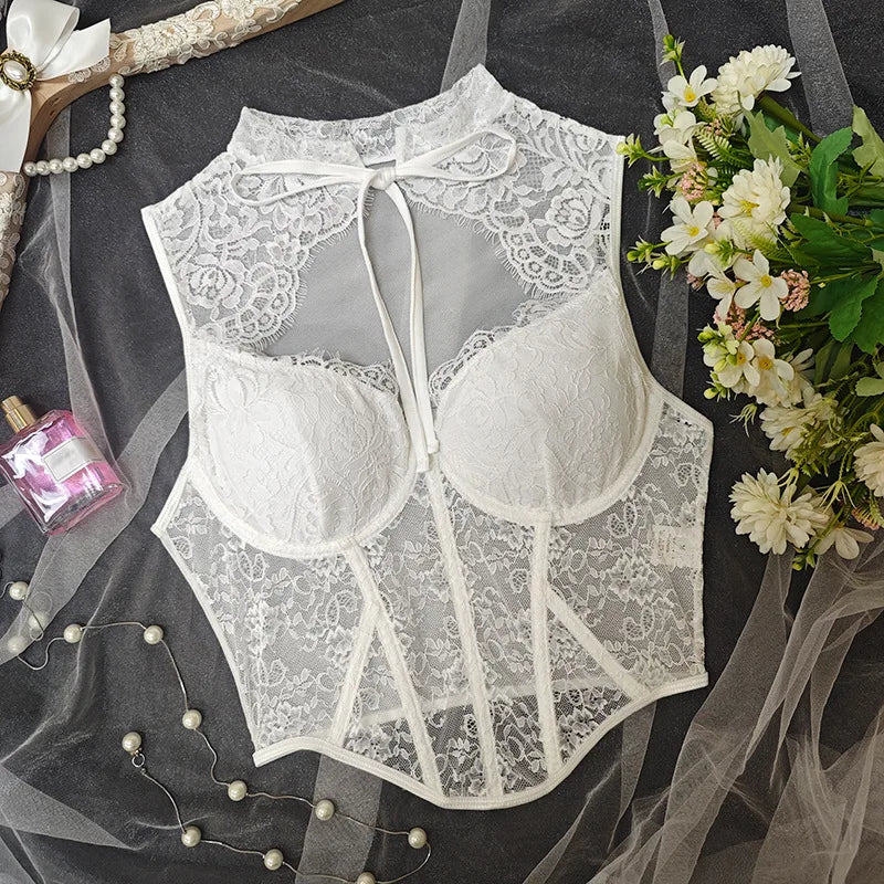 Top Corsetto in Pizzo Donna – Canotta Sexy Aderente