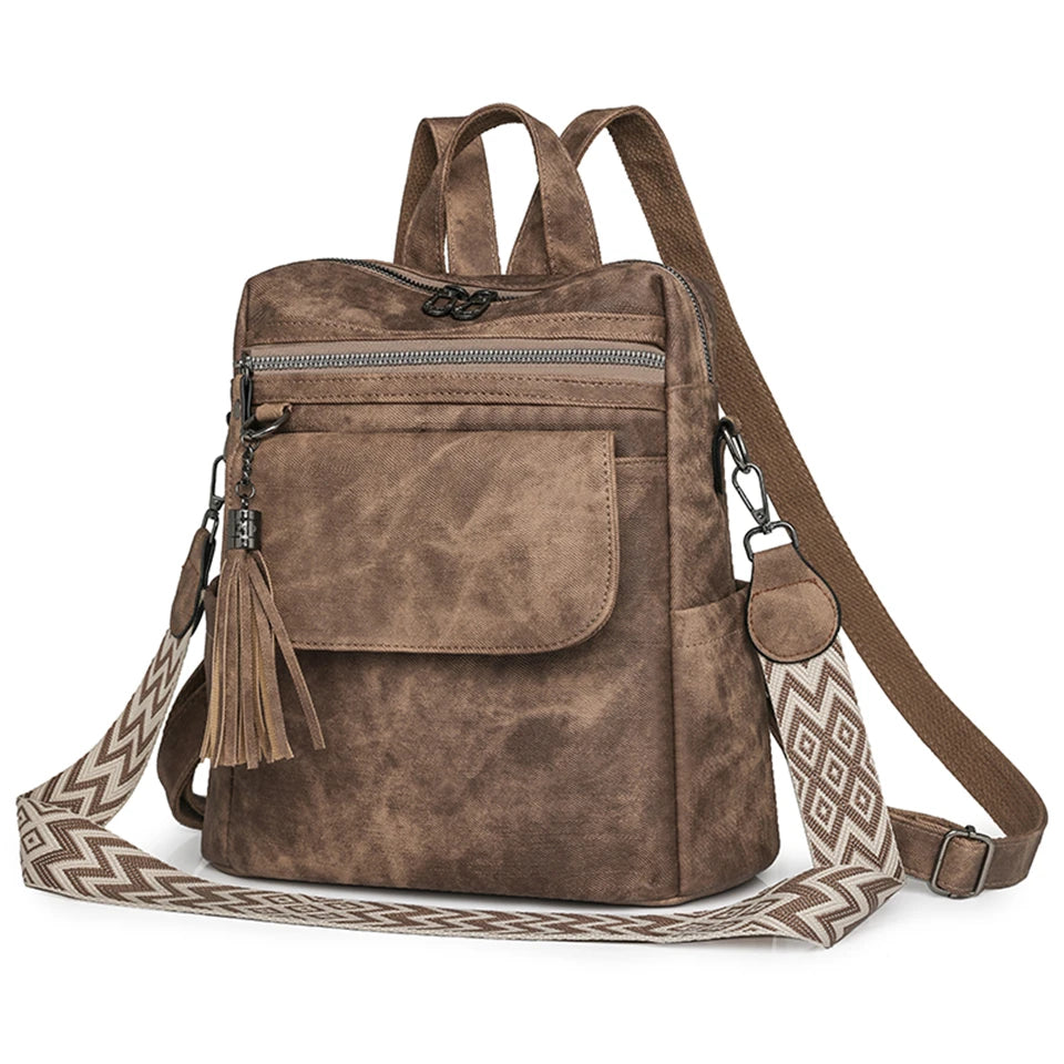 Zaino donna grande capacità in pelle simil-cuoio – daypack fashion da viaggio e scuola, backpack solid colour per ragazze