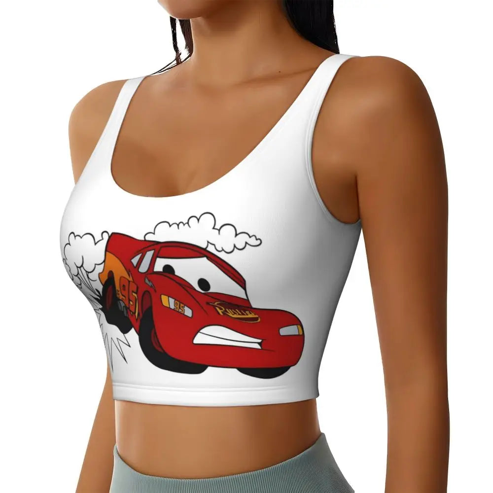 Maglia cars SaettaMcQueen Donna | Cartoon Fitness Crop Top Cars