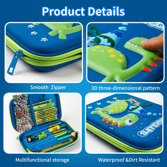 Cool Dinosaur Pencil Case Stationery Set Unicorn 3D EVA Pencil Box Organizer School Supplies for Kids Boys Back To School Gift