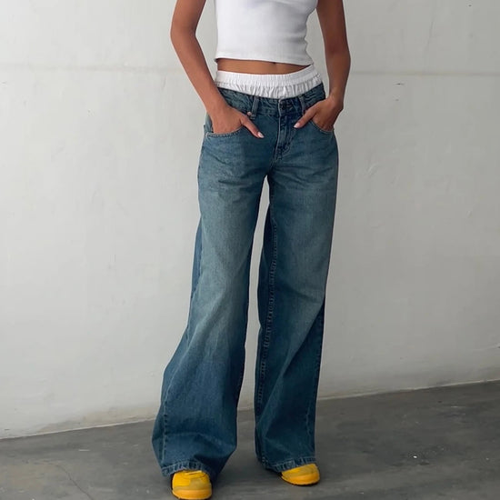 Jeans Boyfriend Donna Vita Alta con Tasche – Stile Y2K - dettaglio prodotto