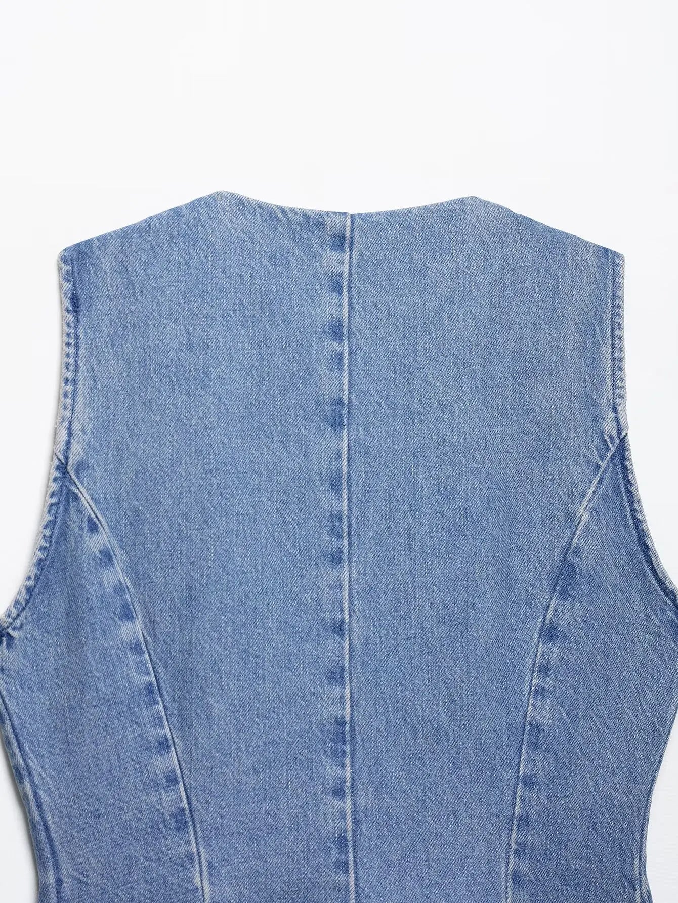 Set denim donna 2 pezzi 2025 – gilet con bottoni + jeans a vita alta wide-leg, look streetwear casual chic