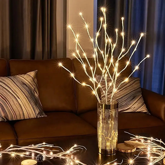 Ramo di betulla bianco illuminato a LED – decorazione per Natale