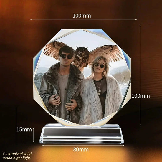 Cristallo Rotondo Personalizzato con Foto e Incisione – Ricordo Elegante per Anniversario e Matrimonio