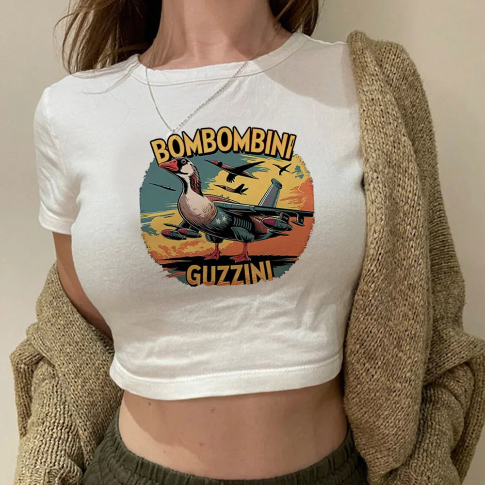 Maglietta Crop Top Italian Brainrot – Stile Memes Colorato e Trendy