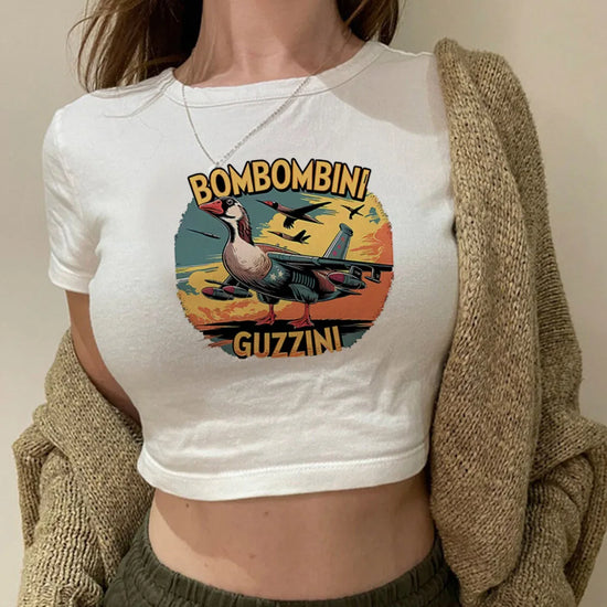 Maglietta Crop Top Italian Brainrot – Stile Memes Colorato e Trendy