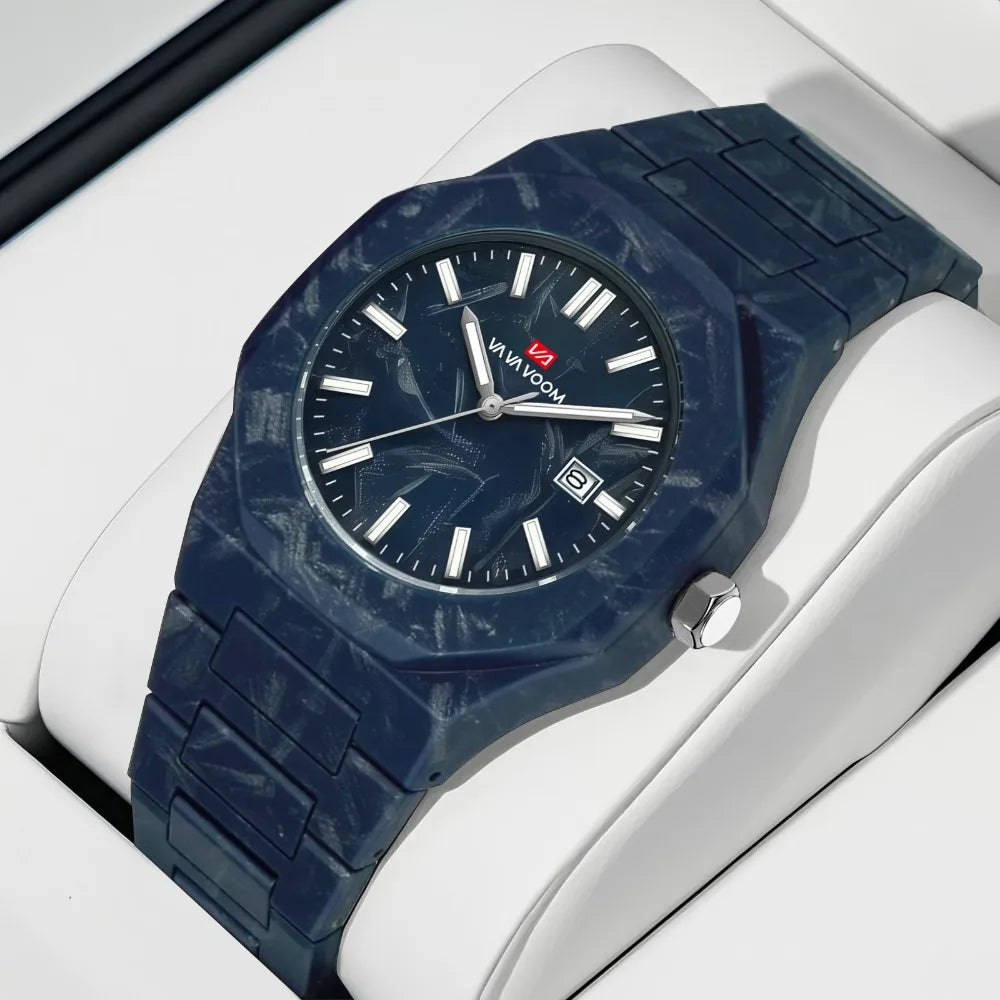 Orologio da Uomo Elegante con Quadrante Marmo – Impermeabile, Calendario e Lancette Luminose