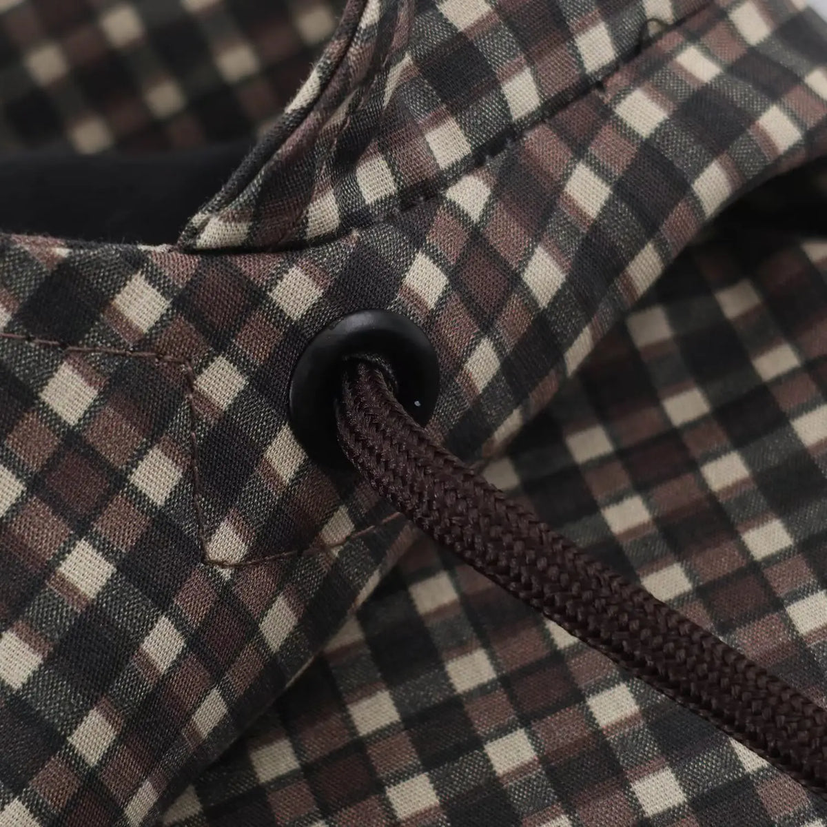 Giacca donna a quadri con cappuccio e zip