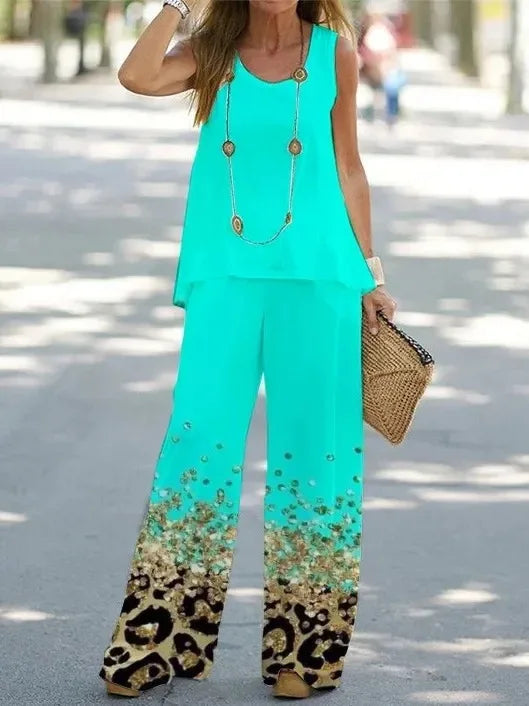 Top smanicato e pantaloni ampi – coordinato estivo fresco e casual-chic