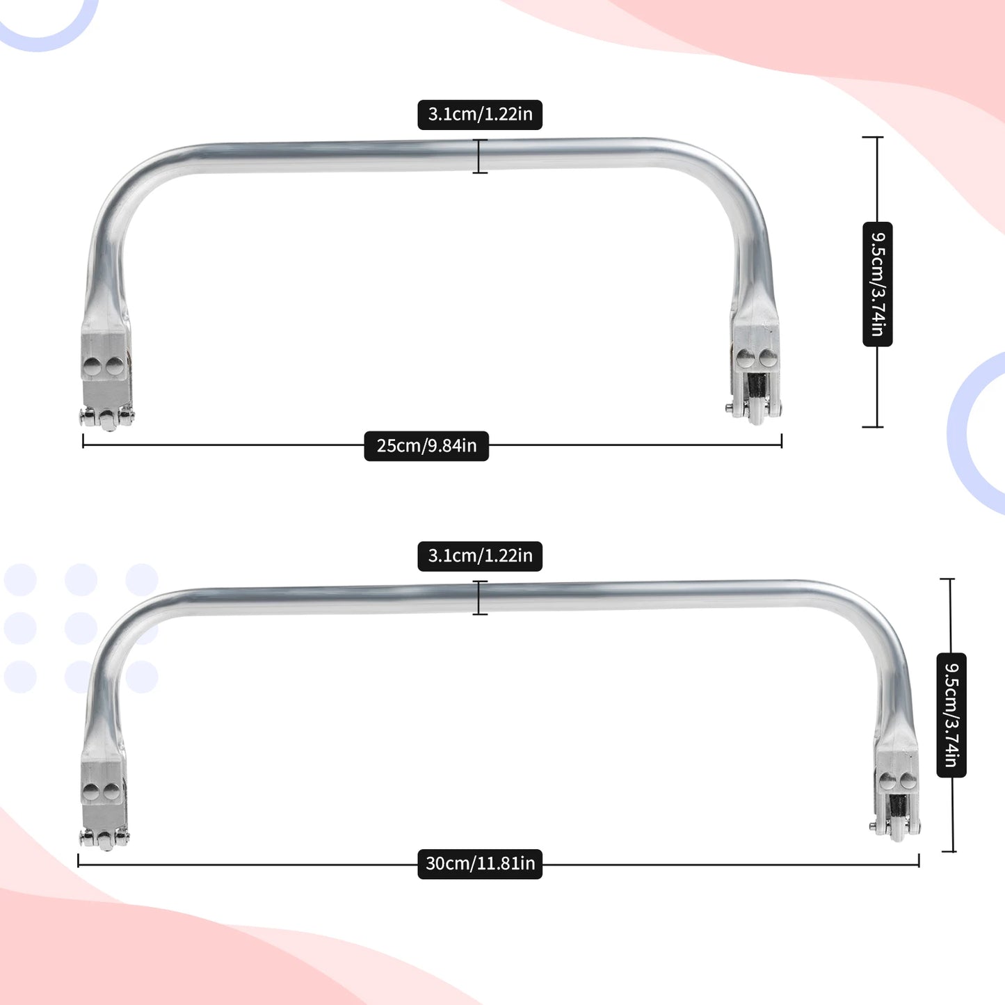 Telaio in Alluminio per Borsa Clutch – Manico a Tubo, Cornice con Molla per Wallet, Doctor Bag e Borse Fai-da-Te
