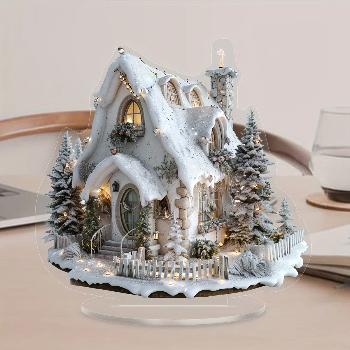 Decorazione natalizia 2D renna e slitta acrilica ‒ figura Santa Claus sleigh per albero, parete o party di Natale 2025