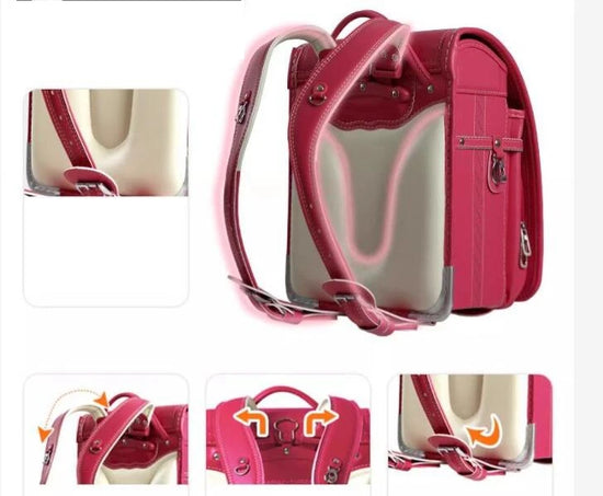 Zaino Scuola Giapponese Randoseru in Ecopelle – Backpack Rigido Ergonomico Bambini