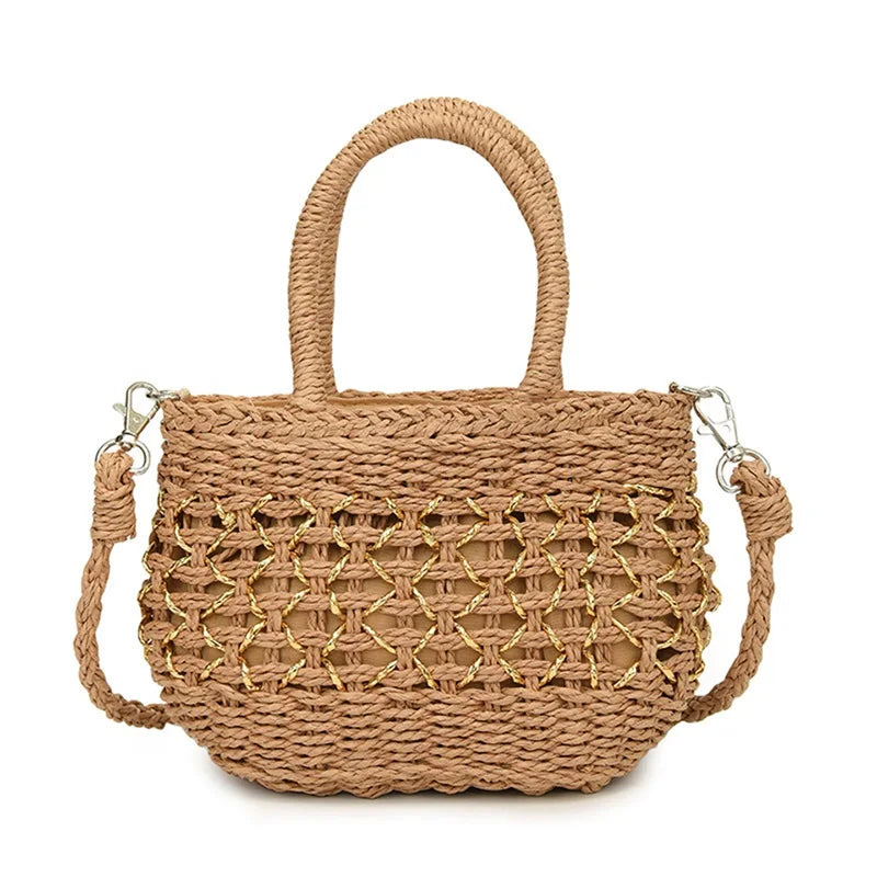 Borsa Piccola a Tracolla Donna in Paglia Intrecciata - Leggera e Trendy