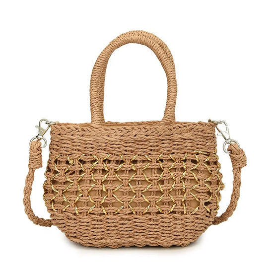 Borsa Piccola a Tracolla Donna in Paglia Intrecciata - Leggera e Trendy