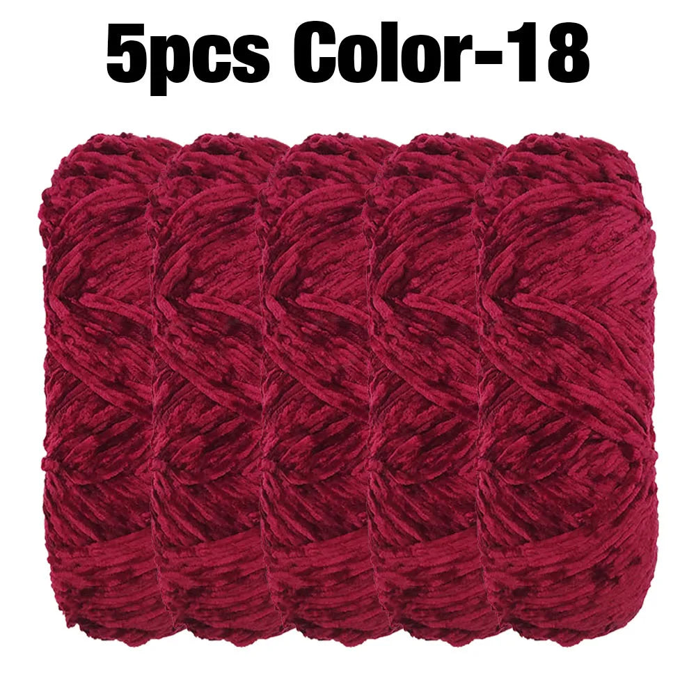 Set 5 rotoli filato ciniglia velluto 100 g – filo morbido e caldo per coperta, maglione, cuscini, DIY