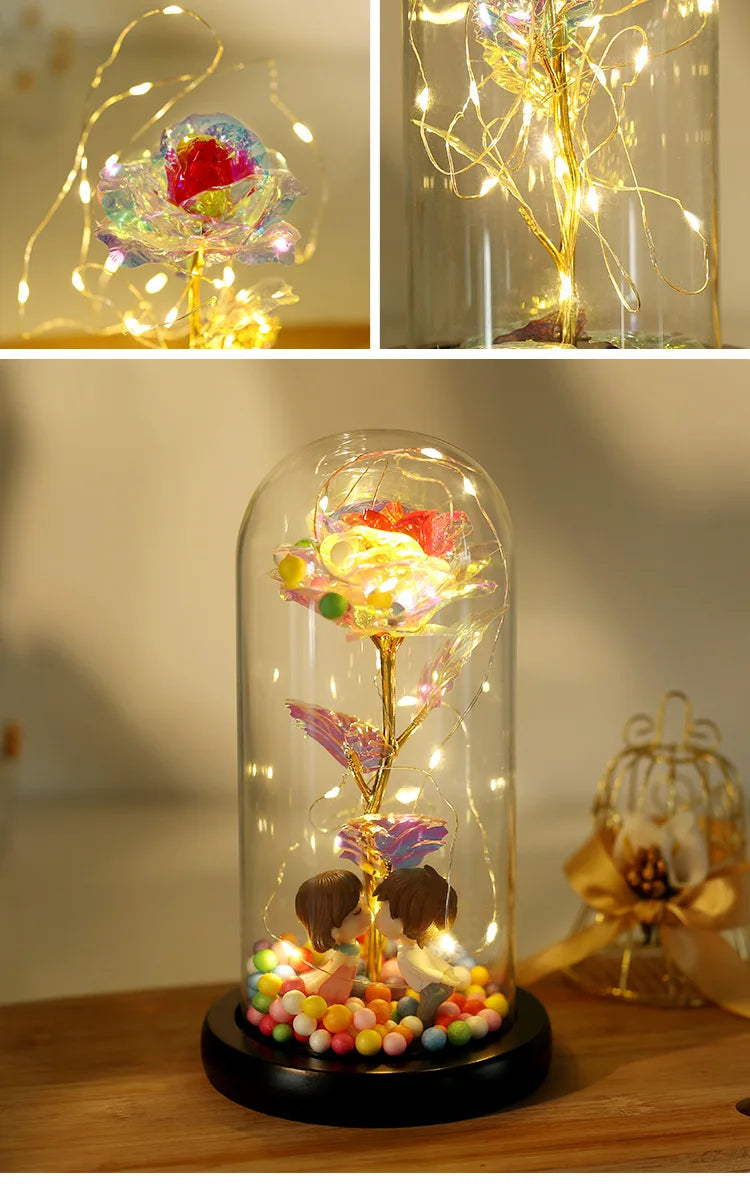 Rosa Eterna LED in Vetro – Regalo San Valentino per Fidanzata
