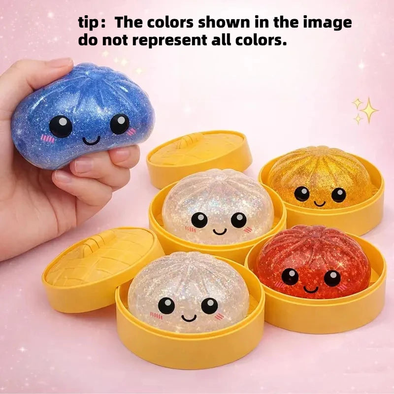 Glitter Dumpling Squishy Bao Antistress Morbido con Perline