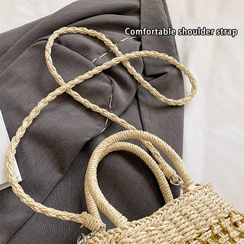 Borsa Piccola a Tracolla Donna in Paglia Intrecciata - Leggera e Trendy