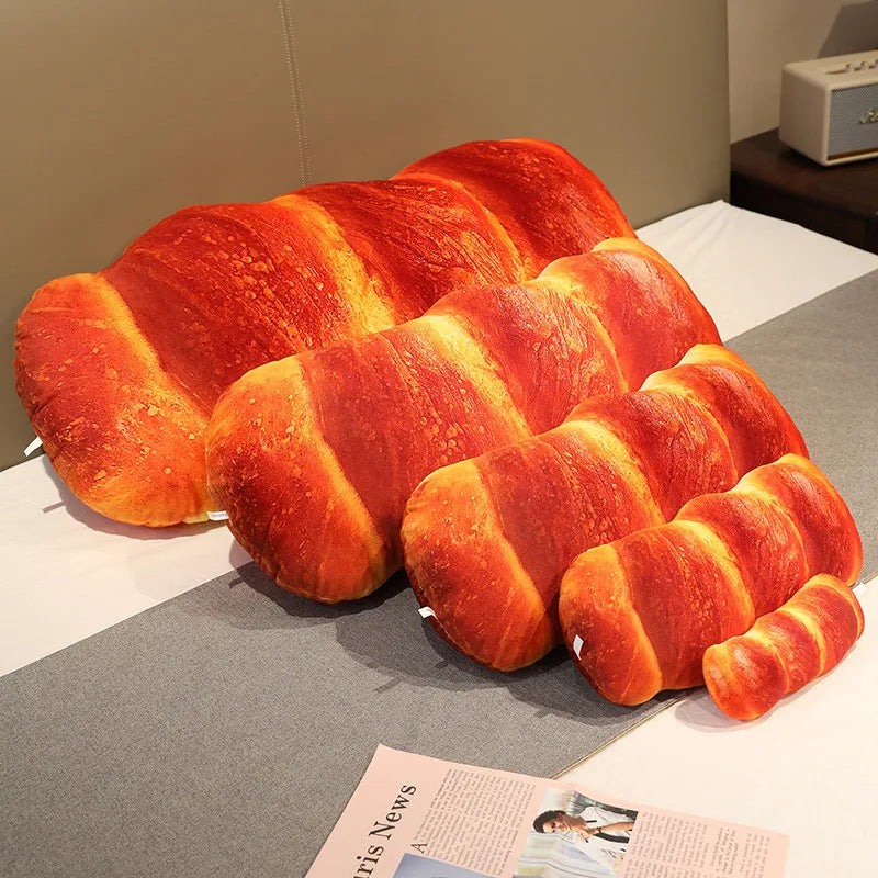 Realistic Bread Plush Pillow Set Croissant Baguette Hot Dog Sofa Decor Soft Comfort Food Themed Cushions For family Birthday Gif