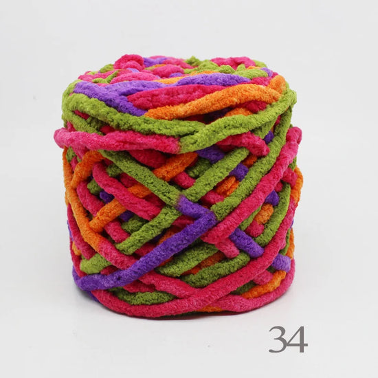 Set 4 pezzi filato chenille cotone 400 g – morbido “ice strip” per coperte, sciarpe e lavori fai-da-te
