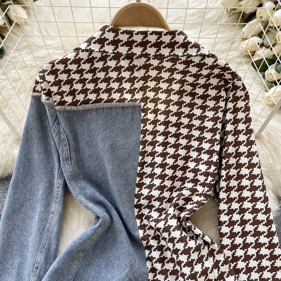 Giacca patchwork in denim con rever 2025 – blazer overshirt donna doppio bottone, vita slim, stile commuter