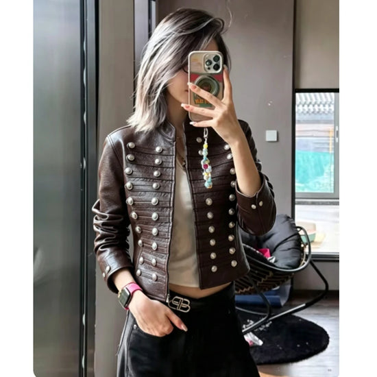Giacca Cropped Donna con Bottoni e Fit Slim - immagine 3