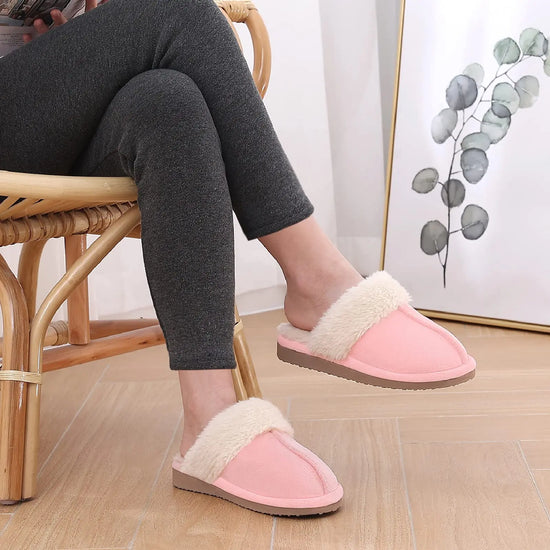 Ciabatte donna in pelliccia eco e suede – antiscivolo, indoor/outdoor, moda casa 2025