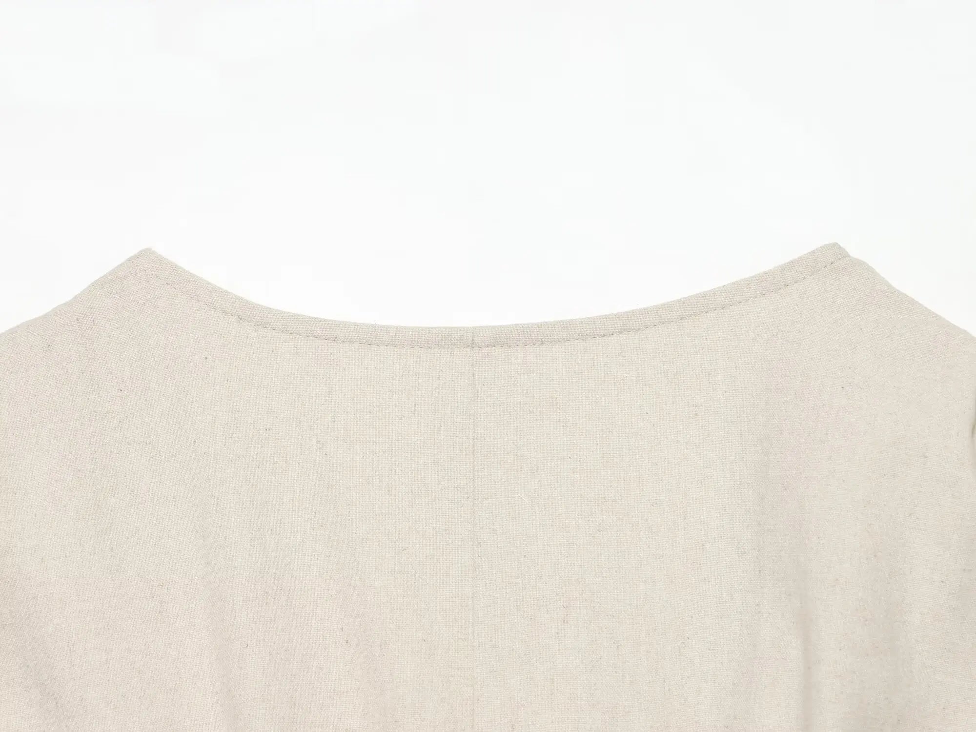Abito Donna in Lino e Cotone – Vestito Beige Estivo con Scollo a V