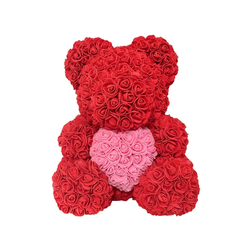Orsetto di Rose Artificiali 40 cm Regalo Romantico per San Valentino e Anniversario