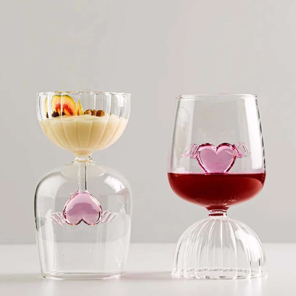 Set Bicchieri da Vino Rosso con Cuori Rosa – Calici Romantici per San Valentino