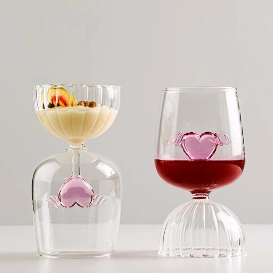 Set Bicchieri da Vino Rosso con Cuori Rosa – Calici Romantici per San Valentino