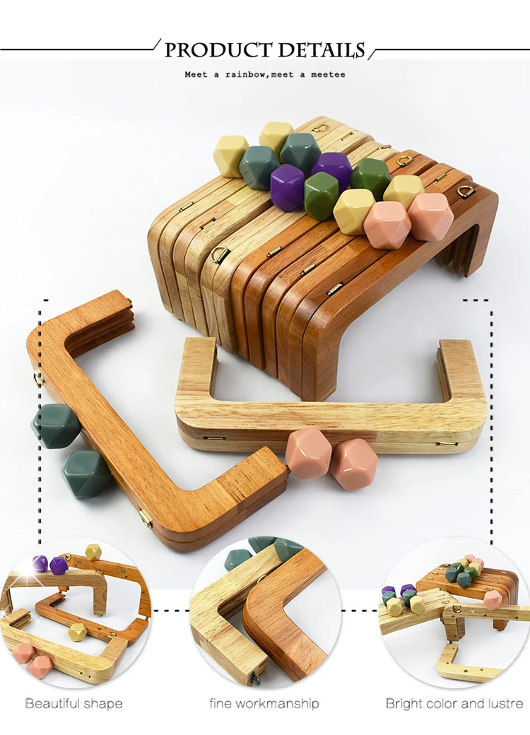 Set di manici in legno da 20 cm per borse – Chiusura a bacio per cucito fai-da-te, confezione da 1, 2 o 5 pezzi