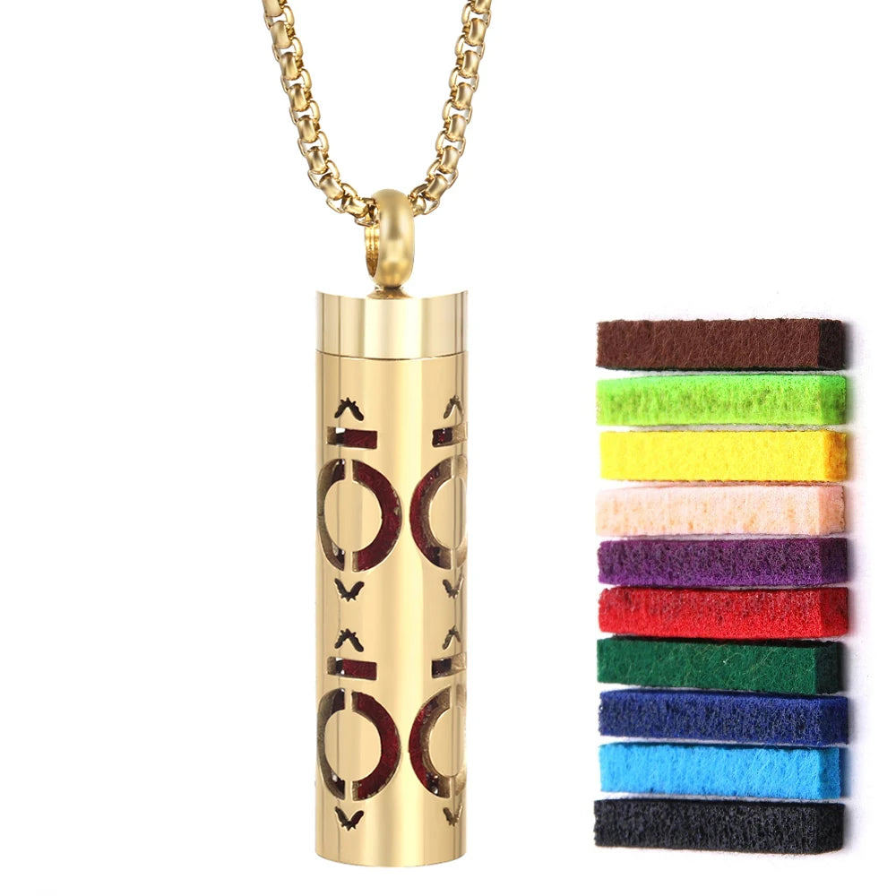 Collana dorata con diffusore per oli essenziali in acciaio inox – Gioiello aromaterapico profumato per donna