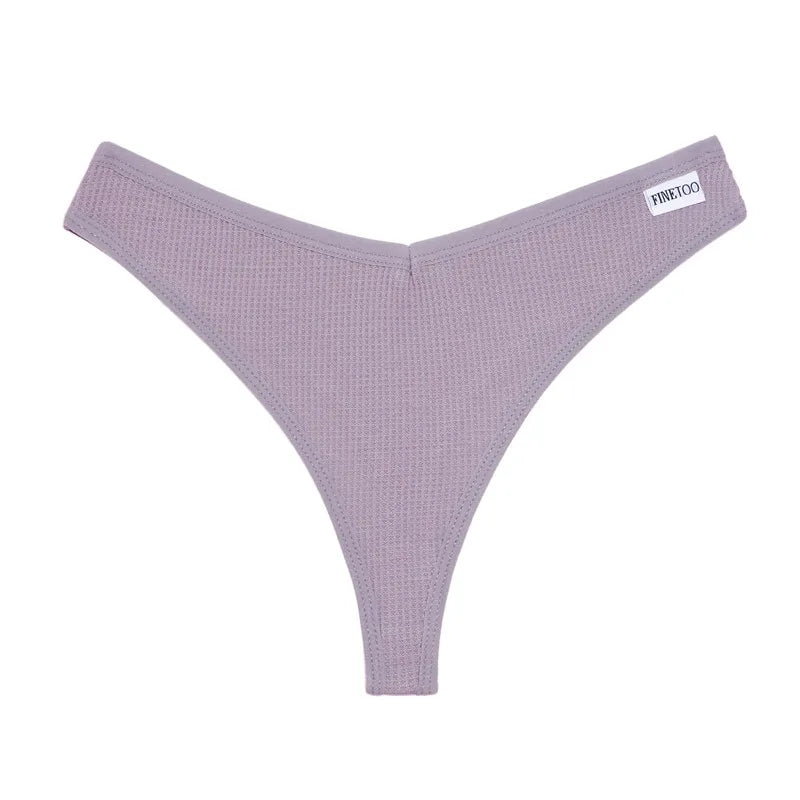 Set 3 pezzi perizomi donna G-string in cotone waffle a vita bassa – underwear sexy comfort quotidiano