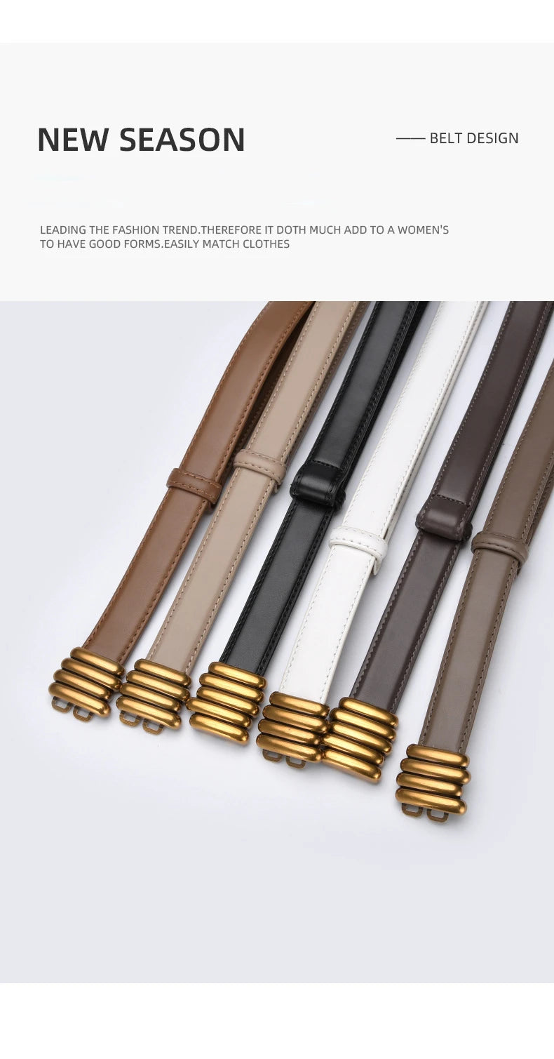Cintura donna ecopelle vera 2025 – skinny knot belt in cowhide con fibbia gold, cintura regalo moda