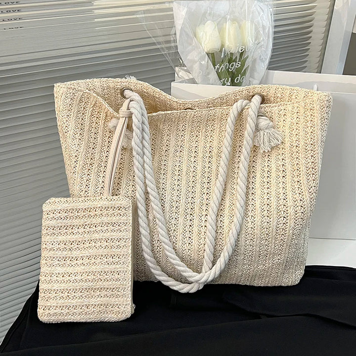 Borsa Tote Donna in Paglia Grande Capacità – Stile Boho Estivo