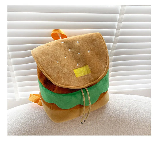 Zaino hamburger cartoon unisex – Backpack kawaii grande capacità per bambini e adulti, design buffo e comodo