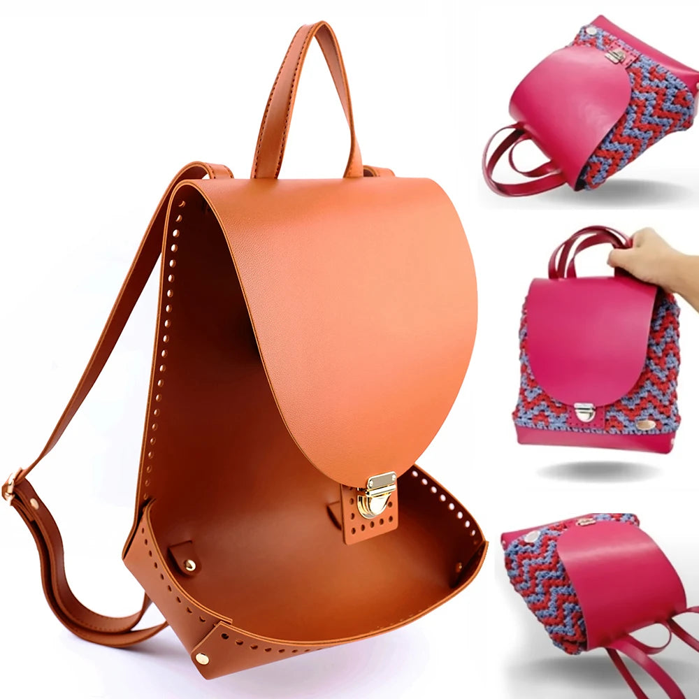 Kit Zaino / Borsa con Base in Ecopelle e Uncinetto – Fai-da-Te Borsa Unica