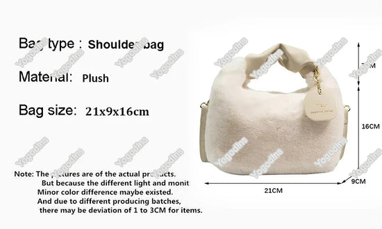 Borsa a mezzaluna in ecopelliccia donna – Hobo half-moon con manico arricciato e tracolla crossbody