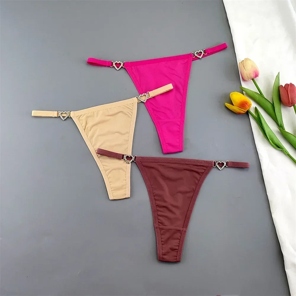 Set 3 Perizomi Sexy con Fibbia Strass – Effetto Ghiaccio, Invisibili, Ultra Comfort