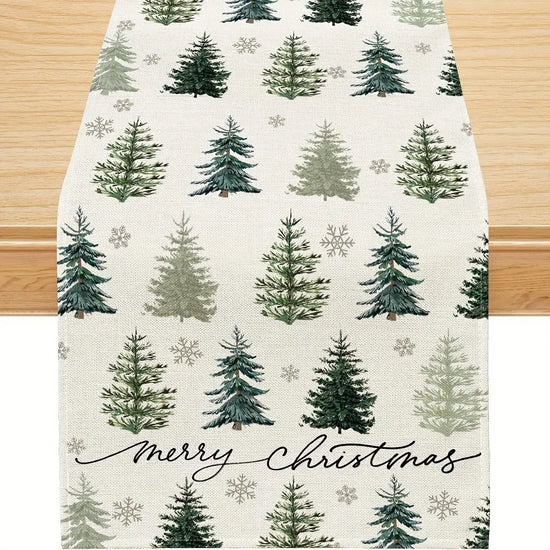 Runner da tavola natalizio rettangolare rosso – decorazione tavolo 33×183 cm con alberi di Natale e fiocchi di neve per feste e cene