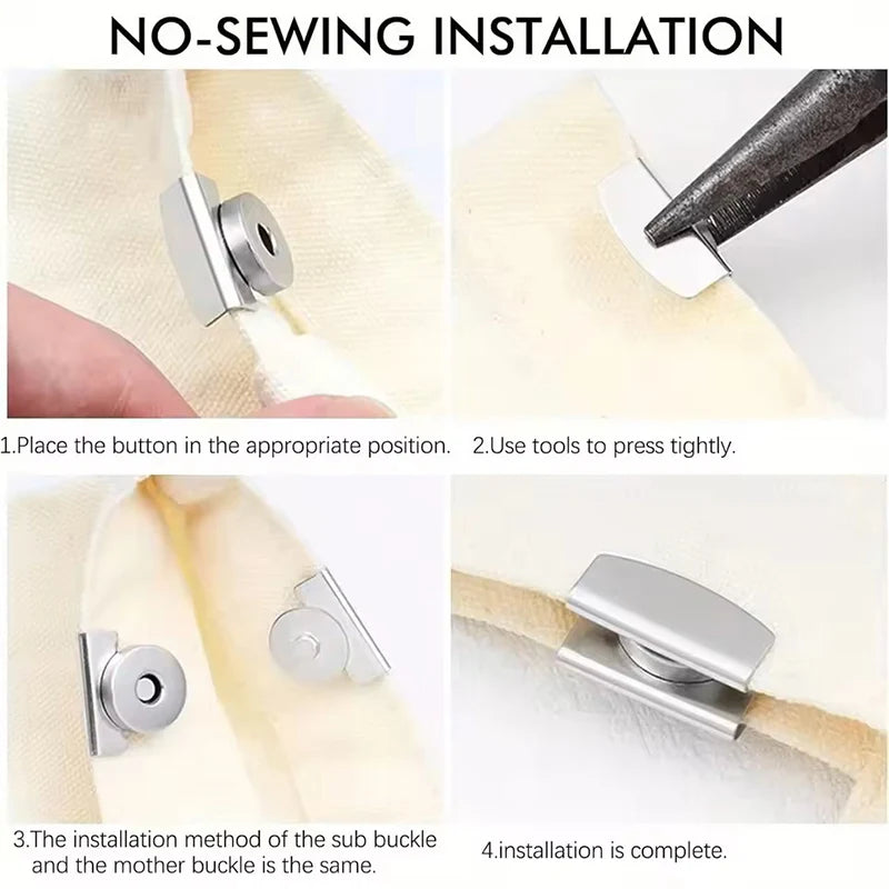 Set 5 Coppie Fermagli Magnetici Metallici Seamless – Snap Button per Chiusura Borse