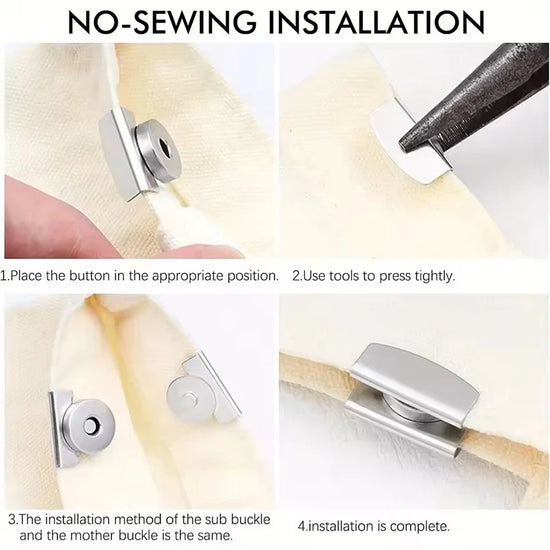 Set 5 Coppie Fermagli Magnetici Metallici Seamless – Snap Button per Chiusura Borse