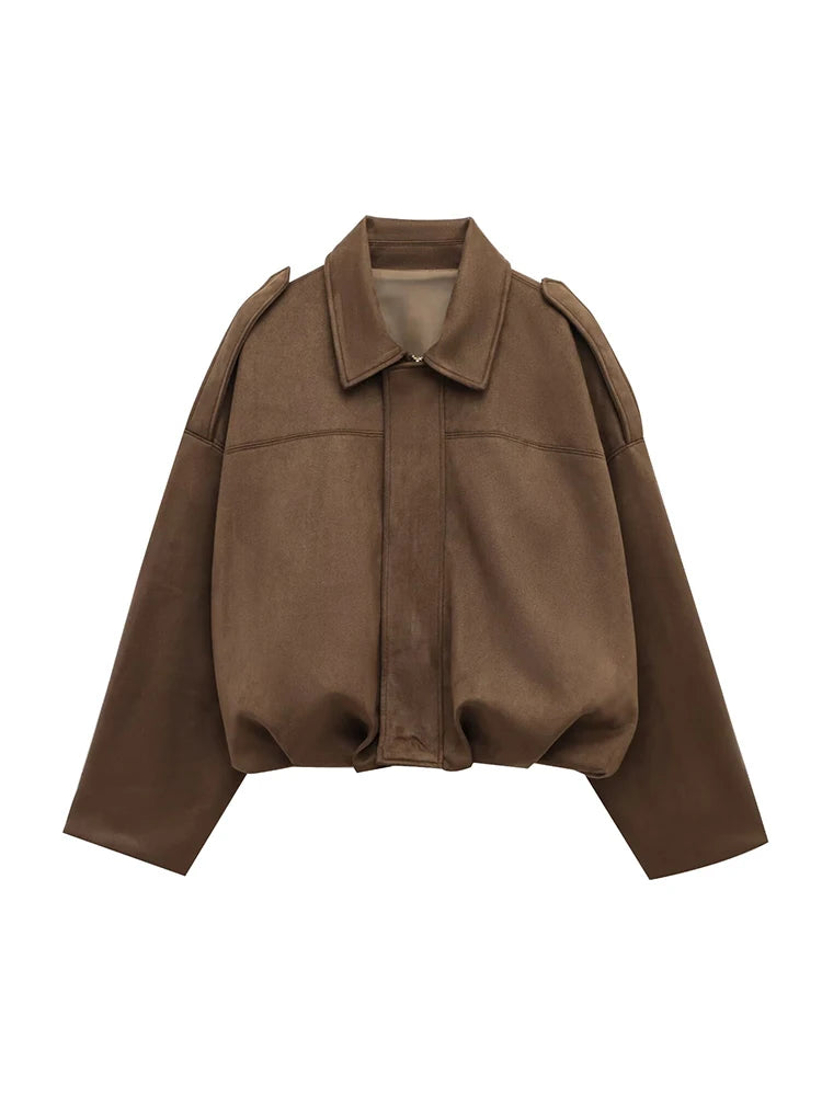 Giacca Bomber Oversize  Donna Stile Vintage – Giubbotto Elegante e Morbido per Occasioni Speciali