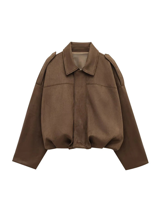 Giacca Bomber Oversize  Donna Stile Vintage – Giubbotto Elegante e Morbido per Occasioni Speciali