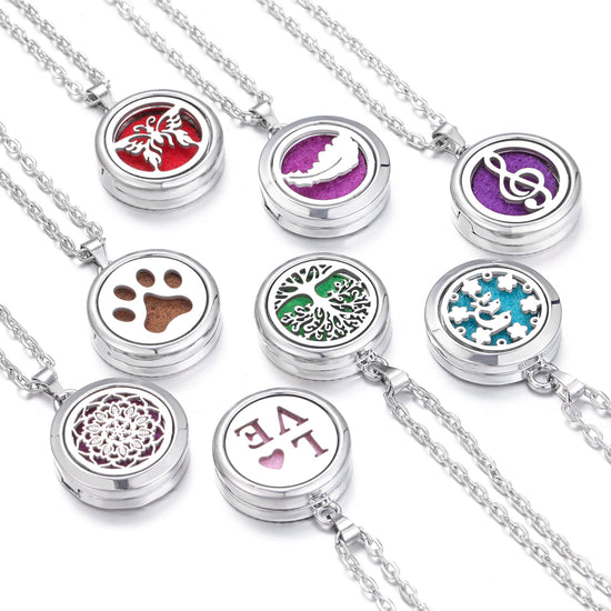 Collana Aromaterapia Albero della Vita – Ciondolo Rotondo Diffusore Oli Essenziali in Acciaio Inox | Idea Regalo Donna