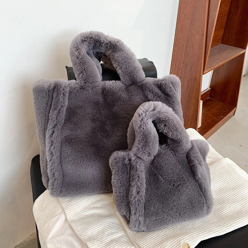Shopper Tote Donna in Ecopelliccia Invernale – Borsa Furry Fluffy a Tracolla o Spalla